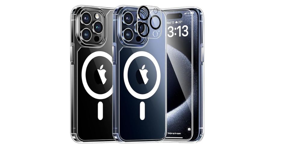 TAURI 5 in 1 Magnetic for iPhone 15 Pro Case Clear